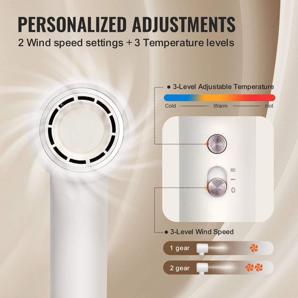 VEVOR High-Speed Hair Dryer 105000RPM 200 Million Negative Ions 3 Temp & 2 Speed