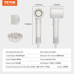 VEVOR High-Speed Hair Dryer 105000RPM 200 Million Negative Ions 3 Temp & 2 Speed