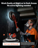 VEVOR Drywall Sander, 850W Electric Drywall Sander, Popcorn Ceiling Removal Tool with 5 Variable Speed 800-1700 RPM, Double-Deck LED Light, Foldable & Extendable Handle, 15 Sanding Discs, Dust Hose