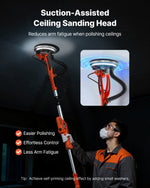 VEVOR Drywall Sander, 950W Electric Drywall Sander, Popcorn Ceiling Removal Tool with 7 Variable Speed 1000-2300 RPM, Double-Deck LED Light, Foldable & Extendable Handle, 15 Sanding Discs, Dust Hose