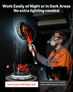 VEVOR Drywall Sander, 950W Electric Drywall Sander, Popcorn Ceiling Removal Tool with 7 Variable Speed 1000-2300 RPM, Double-Deck LED Light, Foldable & Extendable Handle, 15 Sanding Discs, Dust Hose