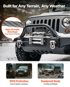 VEVOR Electric Winch, 5400 kg Load Capacity, 12V DC Truck Winch with Φ9.1 mm x 24 m Steel Rope, Wireless & Wired Remote Control, IP55 Waterproof for Towing SUV Jeep Trailer Boat Off-Road Vehicle