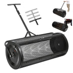 VEVOR Compost Spreader, 112 cm Wide Peat Moss Spreader with Push/Tow Handle, 4 Heights Adjustable, Powder-Coated Steel Garden Peat Moss Roller, Heavy Duty Grass Seed Roller for Planting Seeding, Black