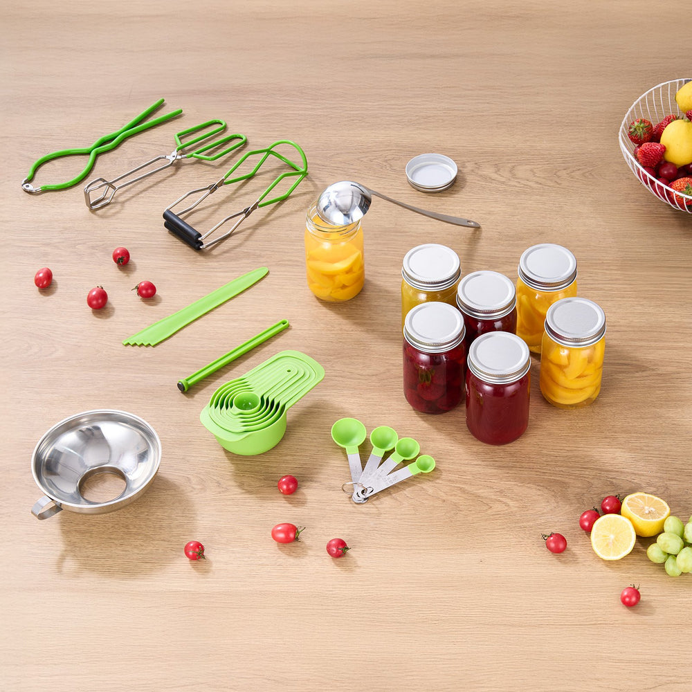VEVOR Canning Supplies Starter Kit, 9 Pieces Stainless Steel Water Bath Canning Kit for Beginners, Canning Tools Set: Ladle, Measuring Spoon & Cup, Funnel, Tongs, Jar Lifter, Jar Wrench