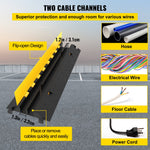 VEVOR  4 Pack Rubber Cable Protector Ramp 103x25.5x5 cm 2 Channel Heavy Duty 66000lbs Load Capacity Cable Wire Cord Cover Ramp Speed Bump Driveway Hose Cable Ramp Protective Cover