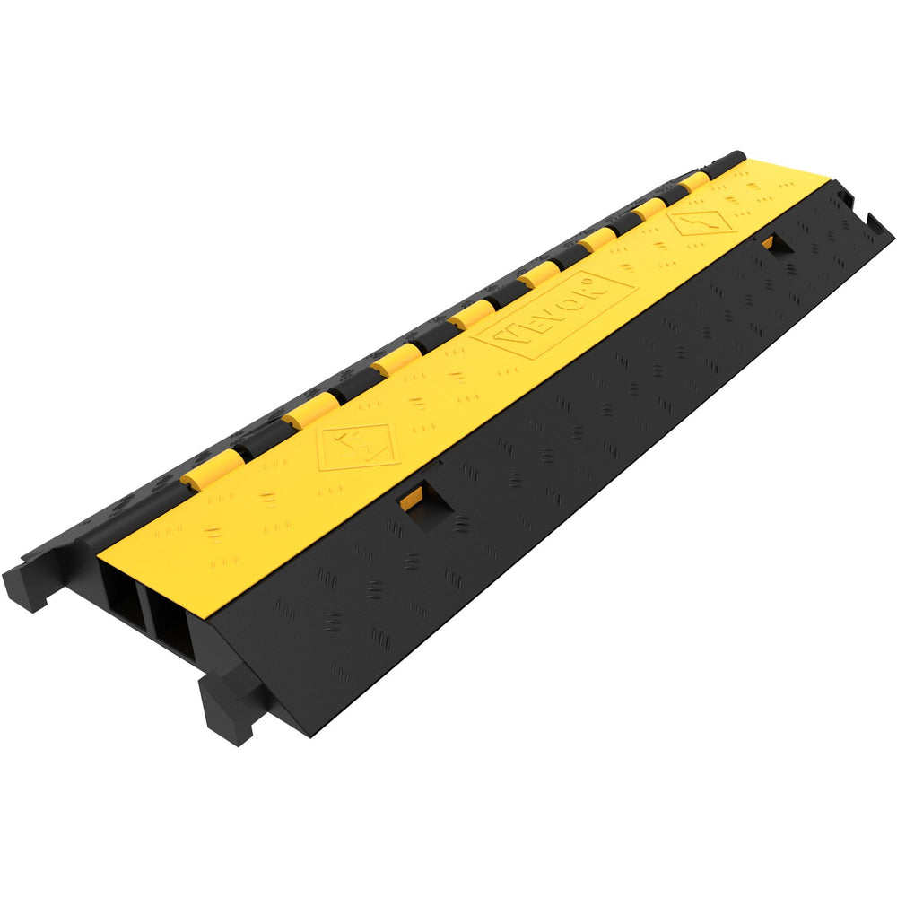 VEVOR  4 Pack Rubber Cable Protector Ramp 103x25.5x5 cm 2 Channel Heavy Duty 66000lbs Load Capacity Cable Wire Cord Cover Ramp Speed Bump Driveway Hose Cable Ramp Protective Cover