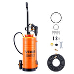 VEVOR Industrial Concrete Sprayer with Wheeled Cart, 14L Stainless Steel Sprayer, Heavy Duty Tri-Poxy Pump Sprayers, 52cm Wand, 1.2m & 3m Hoses, 2 Brass Nozzles for Construction, Lawn & Garden
