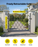 VEVOR Single Folding Security Gate, Lockable Scissor Gate with 360° Swivel Casters, Outdoor Barricade Steel Retractable Gates, for Entry Security, Garage, Warehouse & Pool, 180 × 161 cm (W × H)