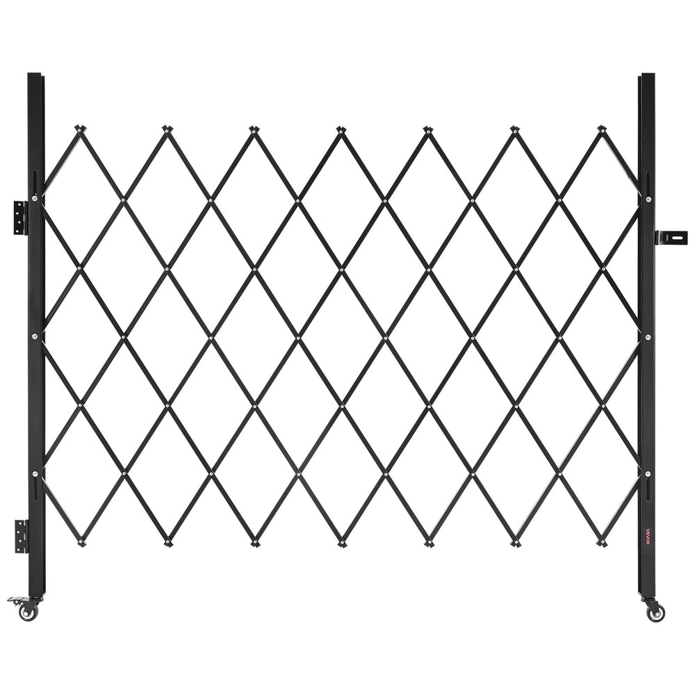 VEVOR Single Folding Security Gate, Lockable Scissor Gate with 360° Swivel Casters, Outdoor Barricade Steel Retractable Gates, for Entry Security, Garage, Warehouse & Pool, 180 × 161 cm (W × H)