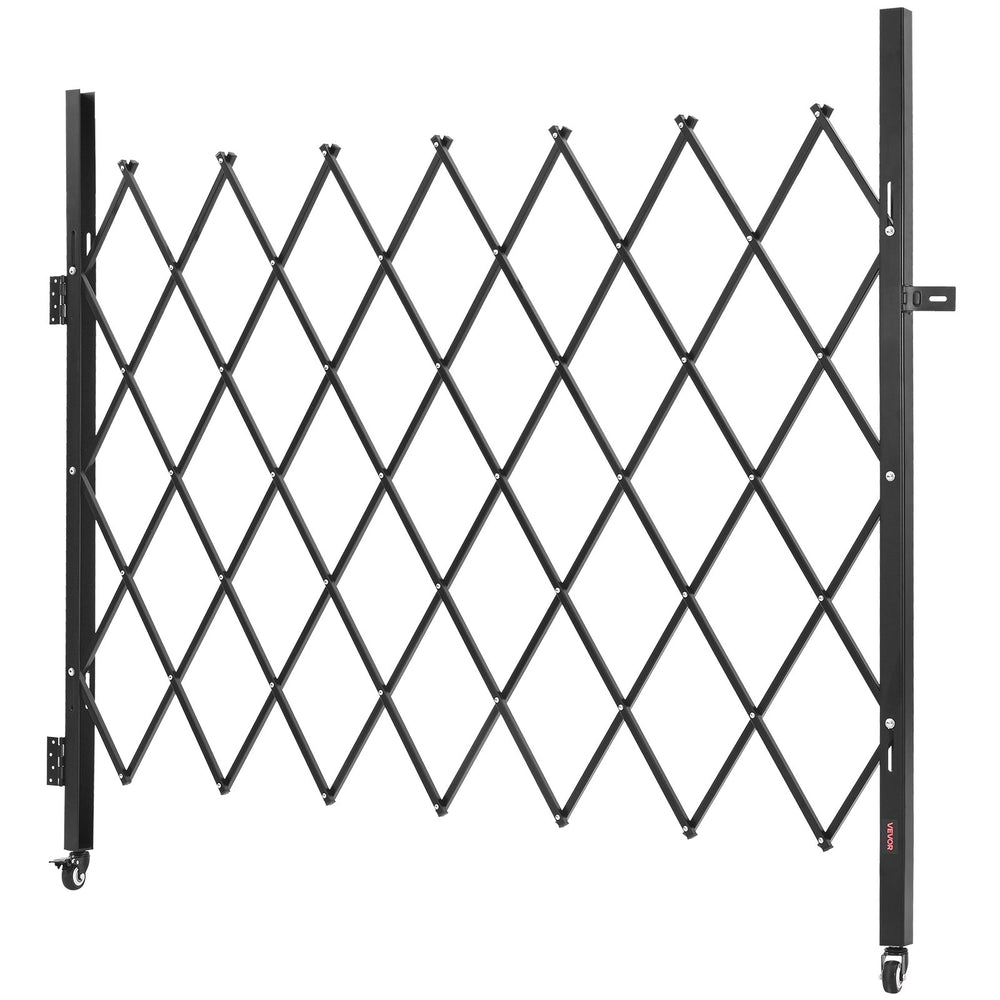 VEVOR Single Folding Security Gate, Lockable Scissor Gate with 360° Swivel Casters, Outdoor Barricade Steel Retractable Gates, for Entry Security, Garage, Warehouse & Pool, 180 × 161 cm (W × H)