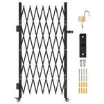 VEVOR Single Folding Security Gate, Lockable Scissor Gate with 360° Swivel Casters, Outdoor Barricade Steel Retractable Gates, for Entry Security, Garage, Warehouse & Pool, 180 × 161 cm (W × H)