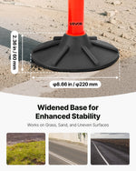 VEVOR 3 Pack Traffic Delineator Posts, 871 mm Traffic Safety Cones with Weighted Base, Reflective Strips and Chain, Heavy Duty Delineator Posts for Construction Site, Parking Lot, Crowd Control, Red