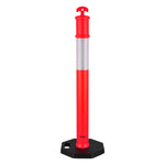 VEVOR 3 Pack Traffic Delineator Posts, 1140 mm Traffic Safety Cones with Weighted Base and Reflective Strips, Heavy Duty Delineator Posts for Construction Site, Parking Lot, Crowd Control, Red
