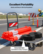 VEVOR 6 Pack Traffic Delineator Posts, 1140 mm Traffic Safety Cones with Weighted Base and Reflective Strips, Heavy Duty Delineator Posts for Construction Site, Parking Lot, Crowd Control, Red