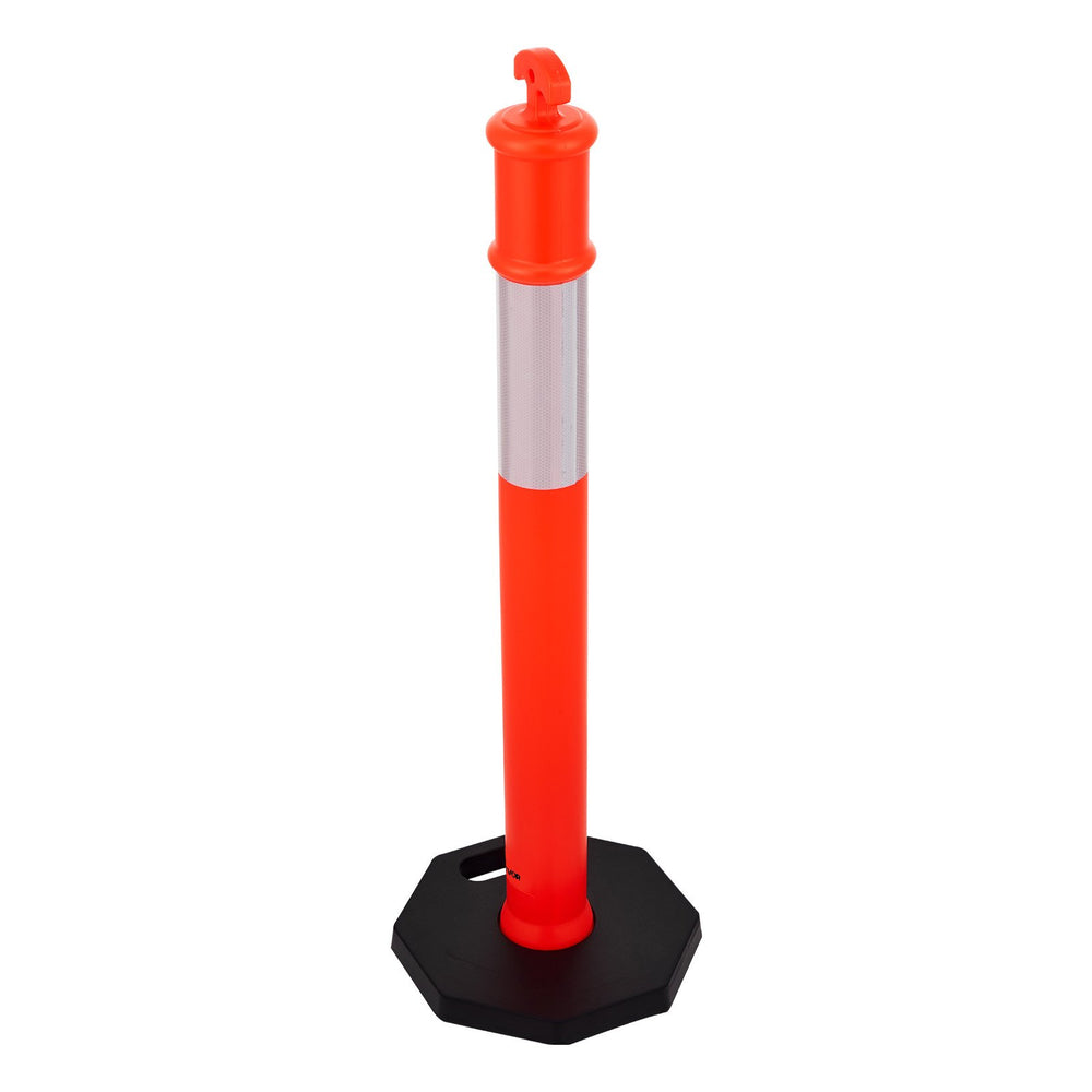 VEVOR 6 Pack Traffic Delineator Posts, 1140 mm Traffic Safety Cones with Weighted Base and Reflective Strips, Heavy Duty Delineator Posts for Construction Site, Parking Lot, Crowd Control, Red