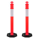 VEVOR 2 Pack Traffic Delineator Posts, 1140 mm Traffic Safety Cones with Weighted Base and Reflective Strips, Heavy Duty Delineator Posts for Construction Site, Parking Lot, Crowd Control, Red