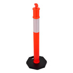 VEVOR 2 Pack Traffic Delineator Posts, 1140 mm Traffic Safety Cones with Weighted Base and Reflective Strips, Heavy Duty Delineator Posts for Construction Site, Parking Lot, Crowd Control, Red