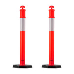 VEVOR 2 Pack Traffic Delineator Posts, 1140 mm Traffic Safety Cones with Weighted Base and Reflective Strips, Heavy Duty Delineator Posts for Construction Site, Parking Lot, Crowd Control, Red