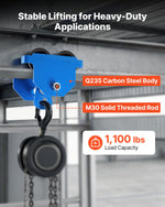VEVOR Manual Trolley, 0.5 Ton Load Capacity, Push Beam Trolley with Dual Wheels, Adjustable for I-Beam Flange Width 53 mm to 140 mm, Heavy Duty Carbon Steel Garage Hoist for Straight & Curved I Beam
