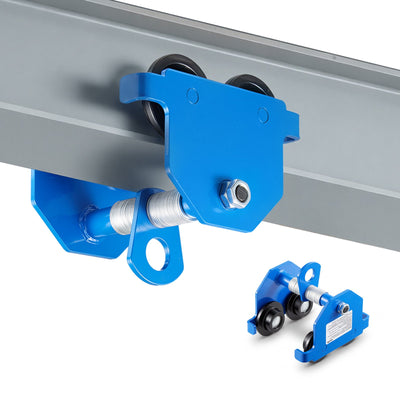 VEVOR Manual Trolley, 0.5 Ton Load Capacity, Push Beam Trolley with Dual Wheels, Adjustable for I-Beam Flange Width 53 mm to 140 mm, Heavy Duty Carbon Steel Garage Hoist for Straight & Curved I Beam