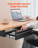 VEVOR 16" Wide Under Desk Drawer Slide Out, Under Desk Mounted Pull-out Drawer Attachment, Hidden Desktop Storage Organizer, Under Table Pencil Drawer for office Home Sit Stand Workstation, 17x9x4 in