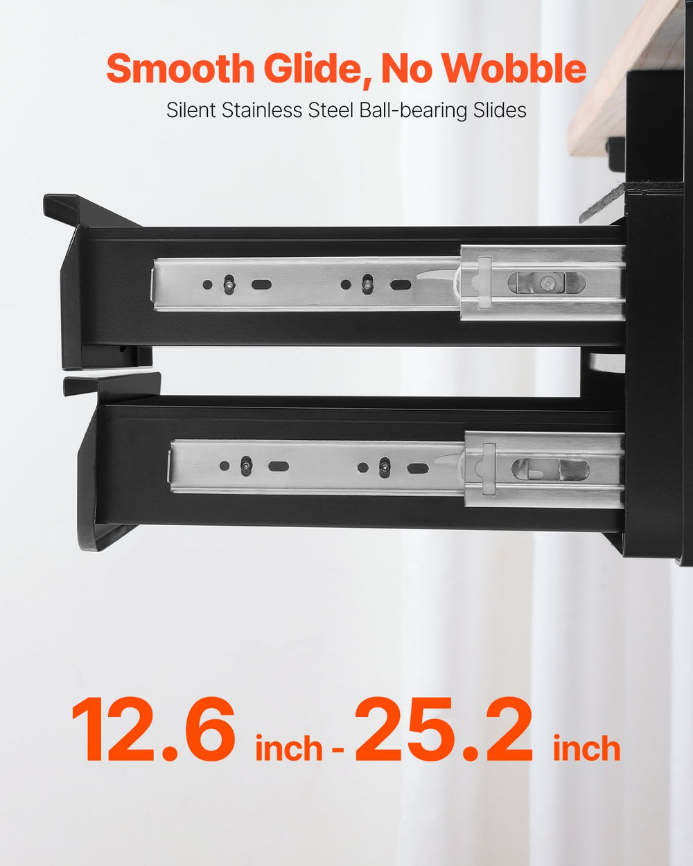 VEVOR 13" Wide Under Desk Drawer Slide Out, Under Table Pull-out Drawer Attachment, Hidden Desktop 2 Layer Storage Organizer, Lockable Undermount Pencil Drawer for Sit Stand Workstation, 14x13x10 in