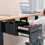 VEVOR 13" Wide Under Desk Drawer Slide Out, Under Table Pull-out Drawer Attachment, Hidden Desktop 2 Layer Storage Organizer, Lockable Undermount Pencil Drawer for Sit Stand Workstation, 14x13x10 in
