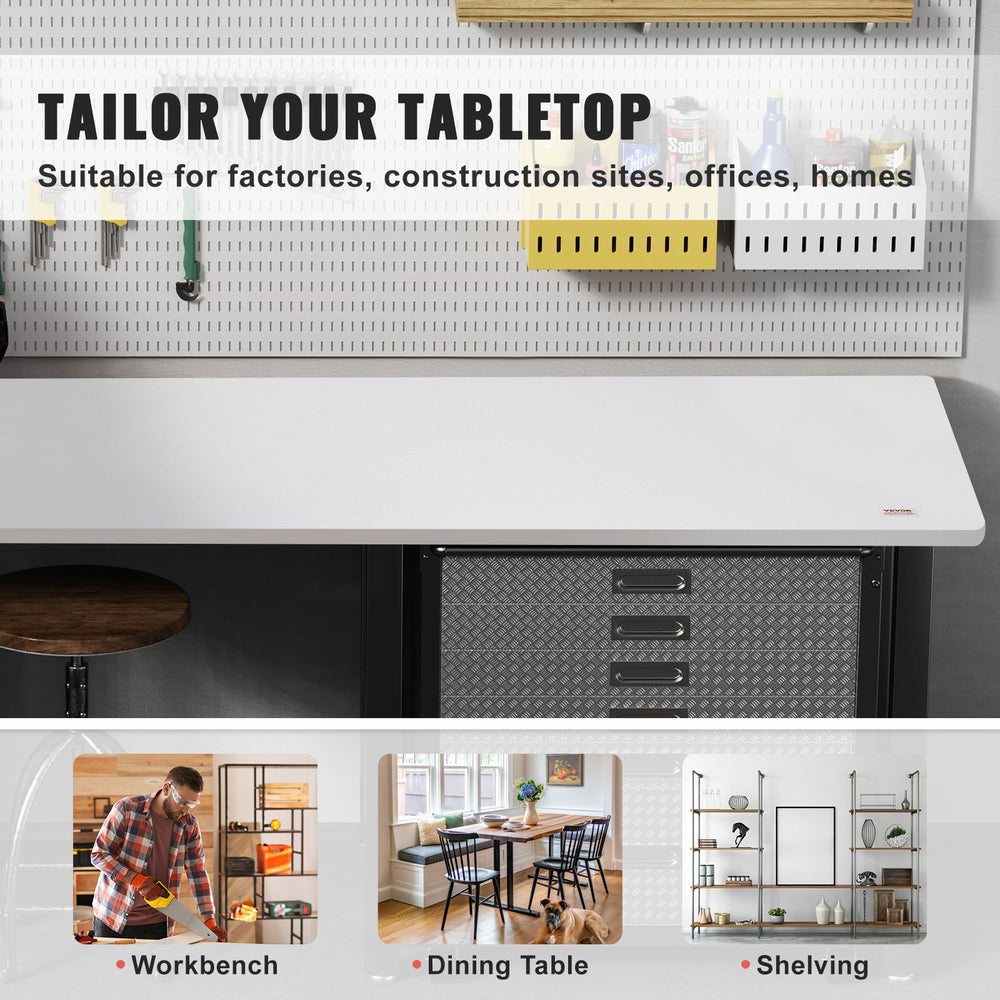 VEVOR Table Top, 55" x 28" x 1", 220.5 lbs Load Capacity, Universal One-Piece Particle Board Desktop for Height Adjustable Electric Standing Desk Frame, Rectangular Countertop for Home and Office Desk