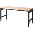 VEVOR Adjustable Workbench Work Table Top, Dimensions: 72" x 25" Adjustable Height: 28"-40" Max Load 3000lbs Table with Power Sockets Wooden Top for Office Home Garage