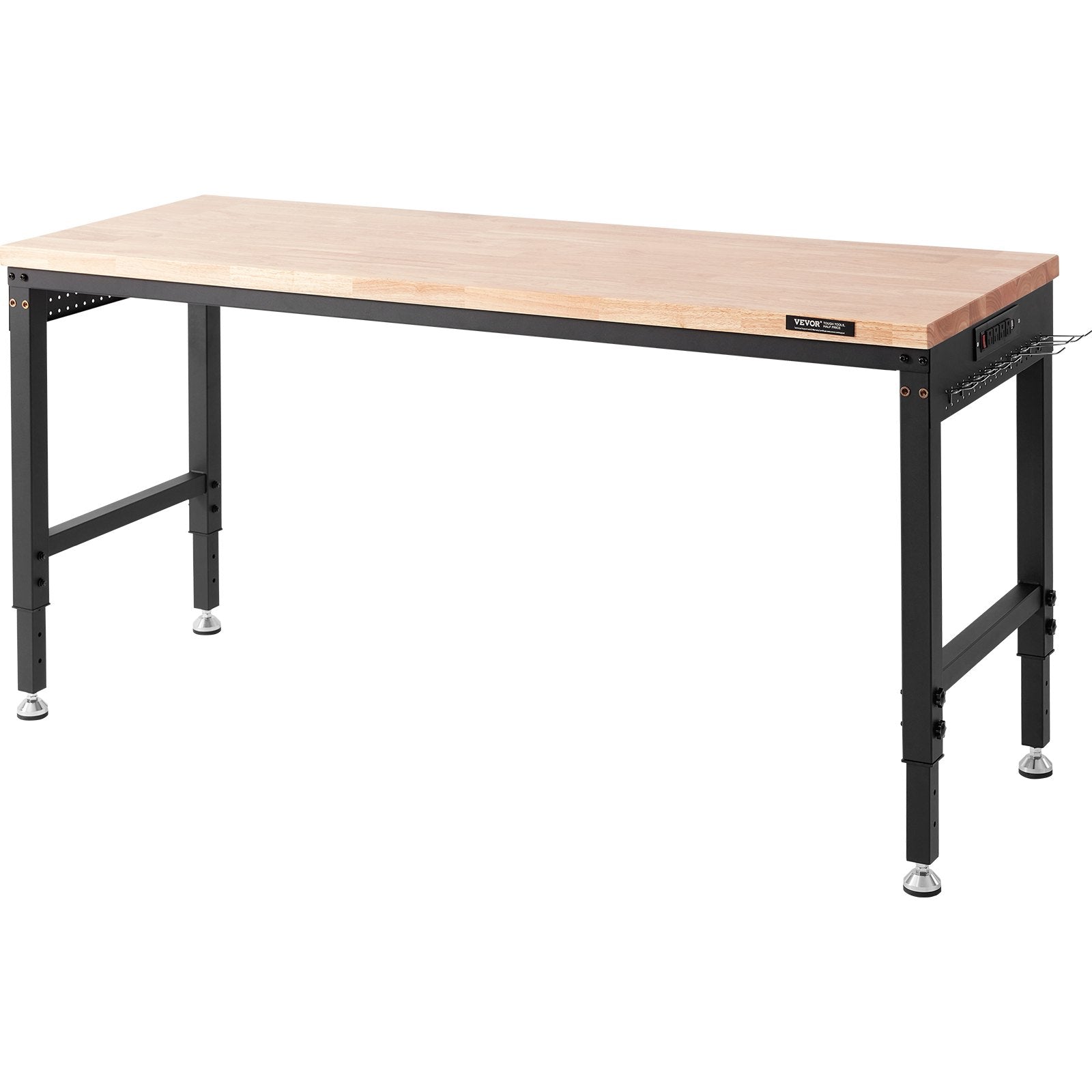 VEVOR Adjustable Workbench Work Table Top, Dimensions: 72" x 25" Adjustable Height: 28"-40" Max Load 3000lbs Table with Power Sockets Wooden Top for Office Home Garage