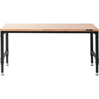 VEVOR Adjustable Workbench Work Table Top, Dimensions: 72" x 25" Adjustable Height: 28"-40" Max Load 3000lbs Table with Power Sockets Wooden Top for Office Home Garage