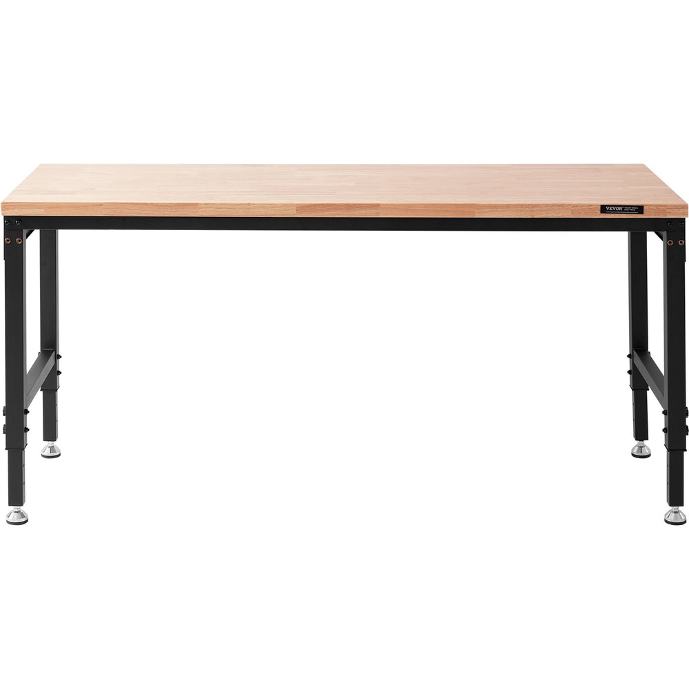 VEVOR Adjustable Workbench Work Table Top, Dimensions: 72" x 25" Adjustable Height: 28"-40" Max Load 3000lbs Table with Power Sockets Wooden Top for Office Home Garage