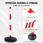 VEVOR Adjustable Traffic Delineator Post Cones, 4 Pack, Traffic Safety Delineator Barrier with Fillable Base 2.44 m Chain, for Traffic Control Warning Parking Lot Construction Caution Roads, Red & White