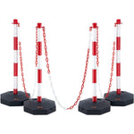 VEVOR Adjustable Traffic Delineator Post Cones, 4 Pack, Traffic Safety Delineator Barrier with Fillable Base 2.44 m Chain, for Traffic Control Warning Parking Lot Construction Caution Roads, Red & White