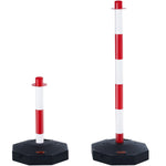 VEVOR Adjustable Traffic Delineator Post Cones, 4 Pack, Traffic Safety Delineator Barrier with Fillable Base 2.44 m Chain, for Traffic Control Warning Parking Lot Construction Caution Roads, Red & White