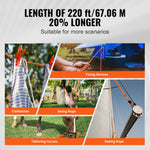 VEVOR Arborist Tree Climbing Rope Double Braid Polyester 1/2"/1.3 cm x 220'/67.1 m 48-Strand