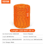 VEVOR Arborist Tree Climbing Rope Double Braid Polyester 1/2"/1.3 cm x 220'/67.1 m 48-Strand