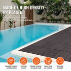 VEVOR Interlocking Deck Tiles, 36 Pack, 11.6"x11.6" 36 sq. ft Plastic Waterproof Outdoor Flooring All Weather Use, Patio Floor Decking Covering Tiles for Porch Poolside Balcony Backyard, Dark Brown