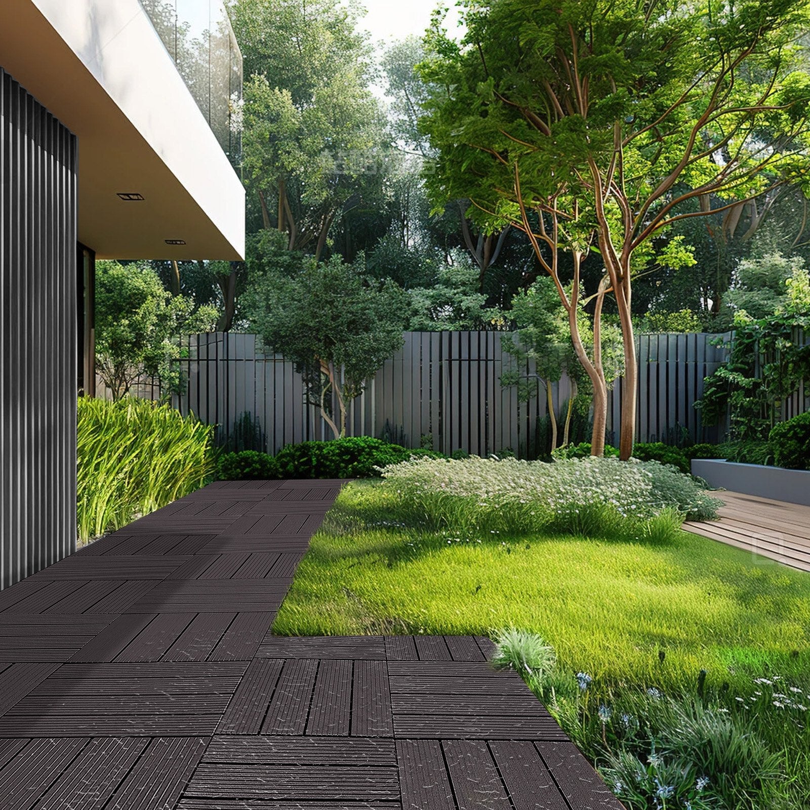 VEVOR Interlocking Deck Tiles, 36 Pack, 11.6"x11.6" 36 sq. ft Plastic Waterproof Outdoor Flooring All Weather Use, Patio Floor Decking Covering Tiles for Porch Poolside Balcony Backyard, Dark Brown