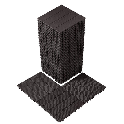 VEVOR Interlocking Deck Tiles, 36 Pack, 11.6"x11.6" 36 sq. ft Plastic Waterproof Outdoor Flooring All Weather Use, Patio Floor Decking Covering Tiles for Porch Poolside Balcony Backyard, Dark Brown
