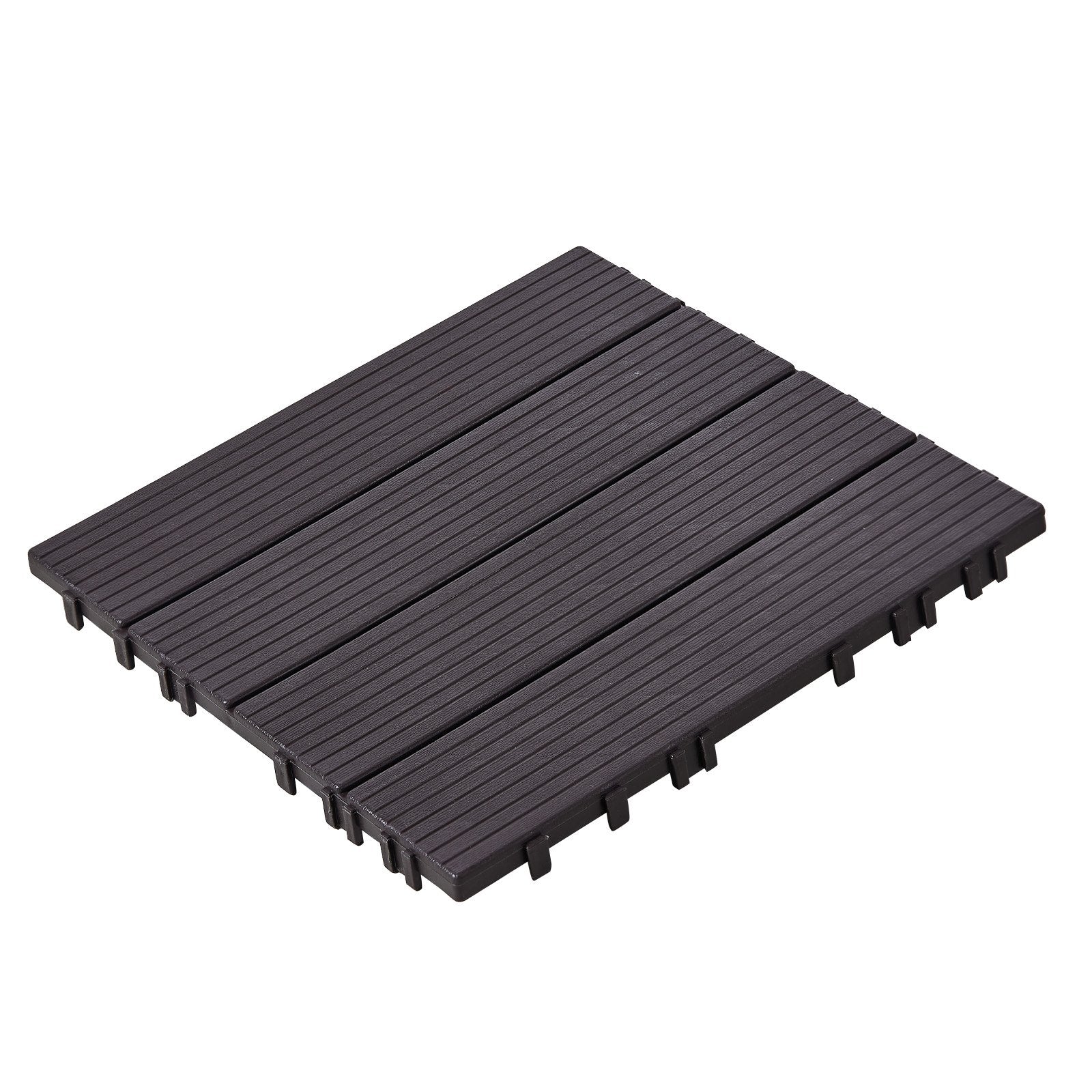VEVOR Interlocking Deck Tiles, 36 Pack, 11.6"x11.6" 36 sq. ft Plastic Waterproof Outdoor Flooring All Weather Use, Patio Floor Decking Covering Tiles for Porch Poolside Balcony Backyard, Dark Brown