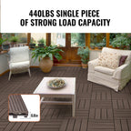 VEVOR Interlocking Deck Tiles Plastic Wood, 27 Pack, 12"x12" 27 sq. ft Waterproof Outdoor Flooring All Weather Use, Patio Floor Decking Covering Tiles for Porch Poolside Balcony Backyard, Dark Brown