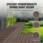 VEVOR Interlocking Deck Tiles Plastic Wood, 27 Pack, 12"x12" 27 sq. ft Waterproof Outdoor Flooring All Weather Use, Patio Floor Decking Covering Tiles for Porch Poolside Balcony Backyard, Dark Brown