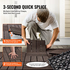 VEVOR Interlocking Deck Tiles Plastic Wood, 27 Pack, 12"x12" 27 sq. ft Waterproof Outdoor Flooring All Weather Use, Patio Floor Decking Covering Tiles for Porch Poolside Balcony Backyard, Dark Brown