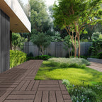 VEVOR Interlocking Deck Tiles Plastic Wood, 27 Pack, 12"x12" 27 sq. ft Waterproof Outdoor Flooring All Weather Use, Patio Floor Decking Covering Tiles for Porch Poolside Balcony Backyard, Dark Brown