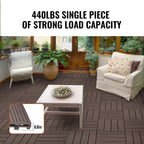 VEVOR Interlocking Deck Tiles Plastic Wood, 10 Pack, 12"x12" 10 sq. ft Waterproof Outdoor Flooring All Weather Use, Patio Floor Decking Covering Tiles for Porch Poolside Balcony Backyard, Dark Brown