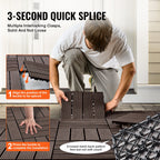 VEVOR Interlocking Deck Tiles Plastic Wood, 10 Pack, 12"x12" 10 sq. ft Waterproof Outdoor Flooring All Weather Use, Patio Floor Decking Covering Tiles for Porch Poolside Balcony Backyard, Dark Brown