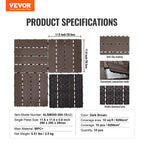 VEVOR Interlocking Deck Tiles Plastic Wood, 10 Pack, 12"x12" 10 sq. ft Waterproof Outdoor Flooring All Weather Use, Patio Floor Decking Covering Tiles for Porch Poolside Balcony Backyard, Dark Brown