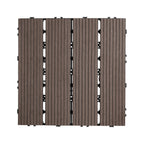 VEVOR Interlocking Deck Tiles Plastic Wood, 10 Pack, 12"x12" 10 sq. ft Waterproof Outdoor Flooring All Weather Use, Patio Floor Decking Covering Tiles for Porch Poolside Balcony Backyard, Dark Brown