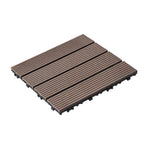 VEVOR Interlocking Deck Tiles Plastic Wood, 10 Pack, 12"x12" 10 sq. ft Waterproof Outdoor Flooring All Weather Use, Patio Floor Decking Covering Tiles for Porch Poolside Balcony Backyard, Dark Brown